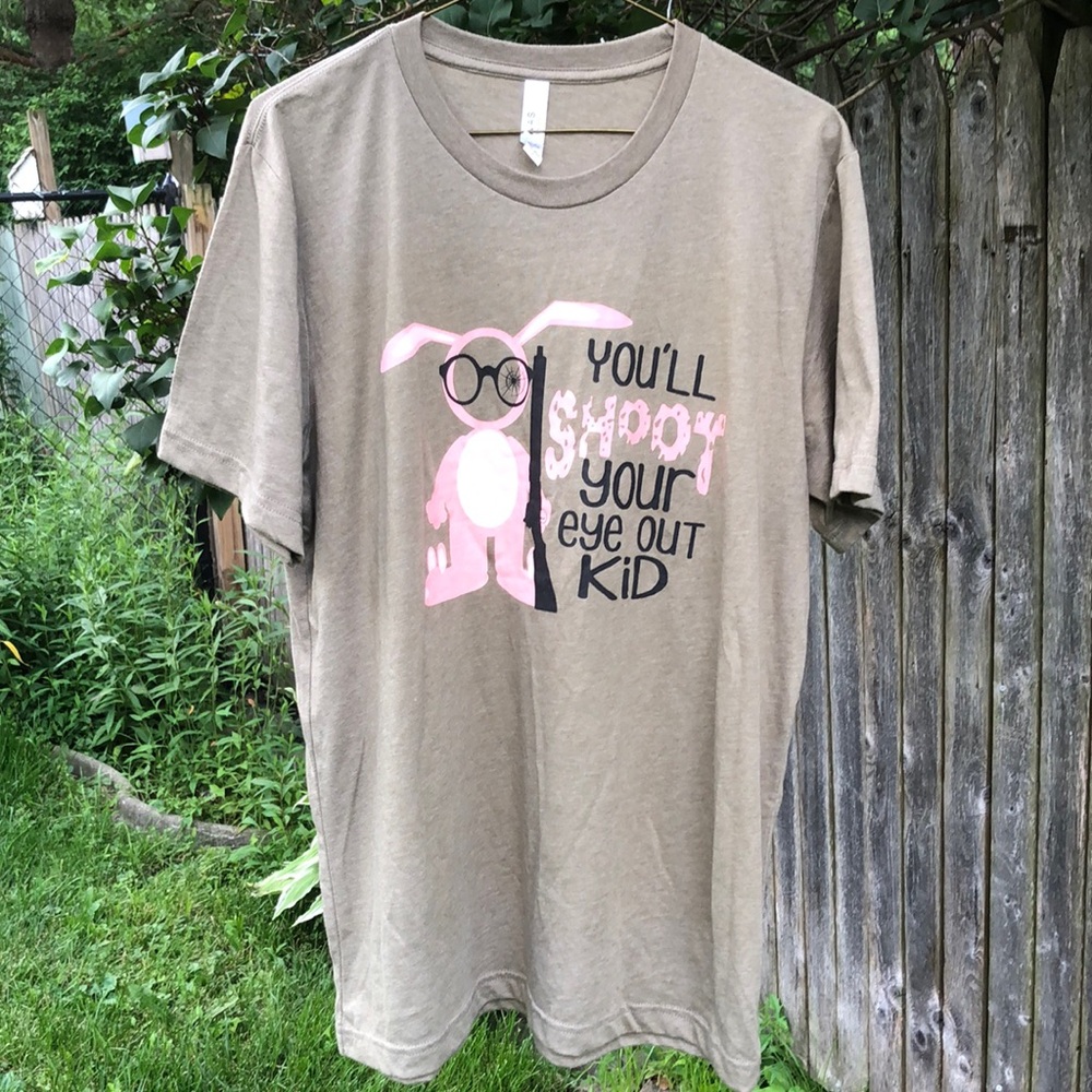 L Christmas Story T Shirt Ralphie Pink Bunny Suit Nightmare Mens Unisex